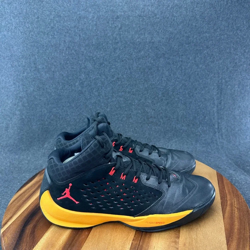 Nike Air Jordan Rising High Men's 11 Black Orange Flight Plate Sneakers Athletic